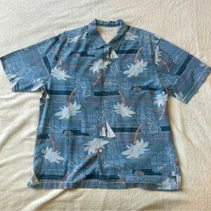 Tommy Bahama Blue Casual Button Down Shirt with Nautical Theme